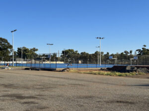 Games nearly on at refurbed netball courts